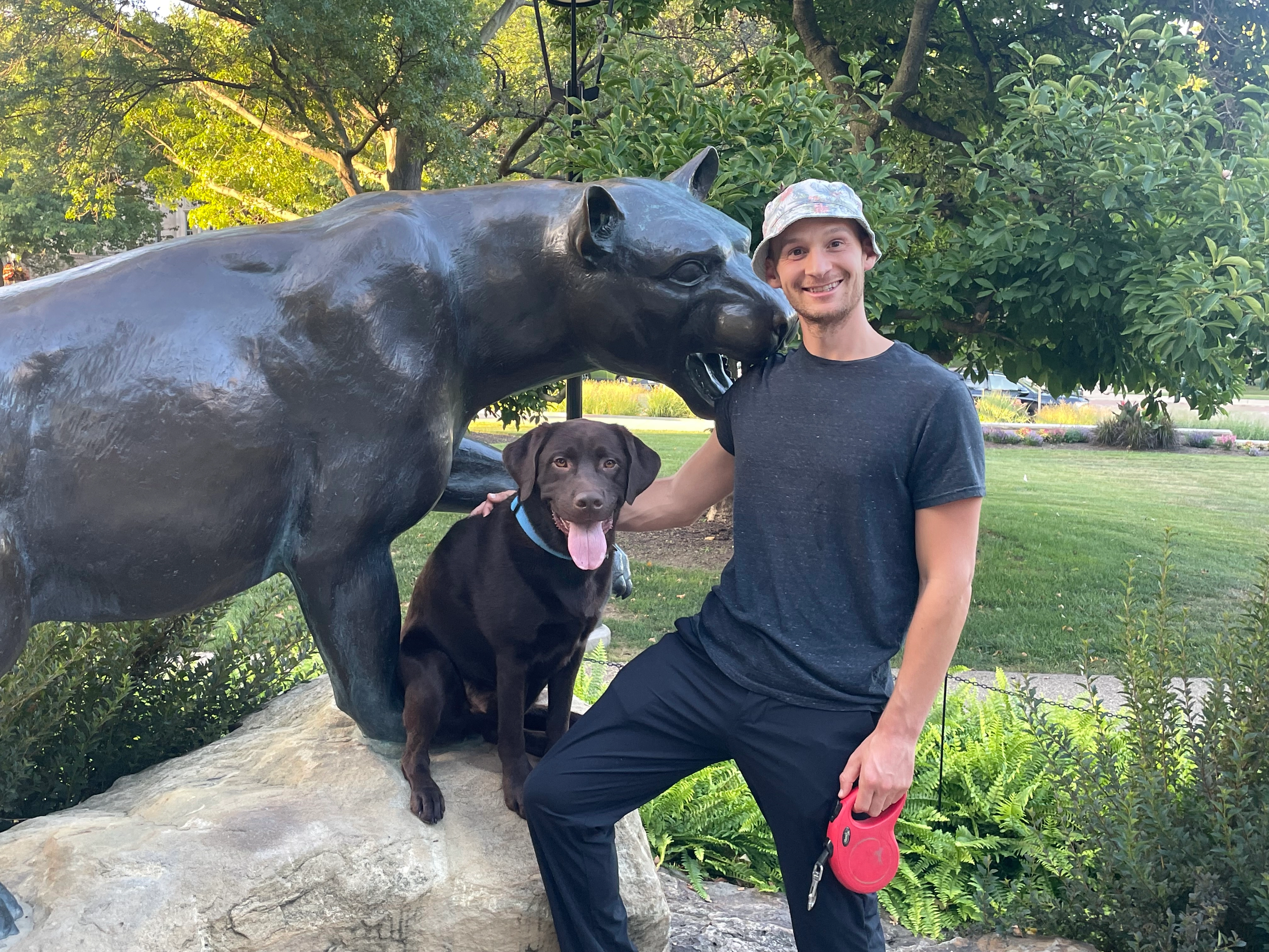 Scooby and I posing with the Pitt Panther in July 2024.