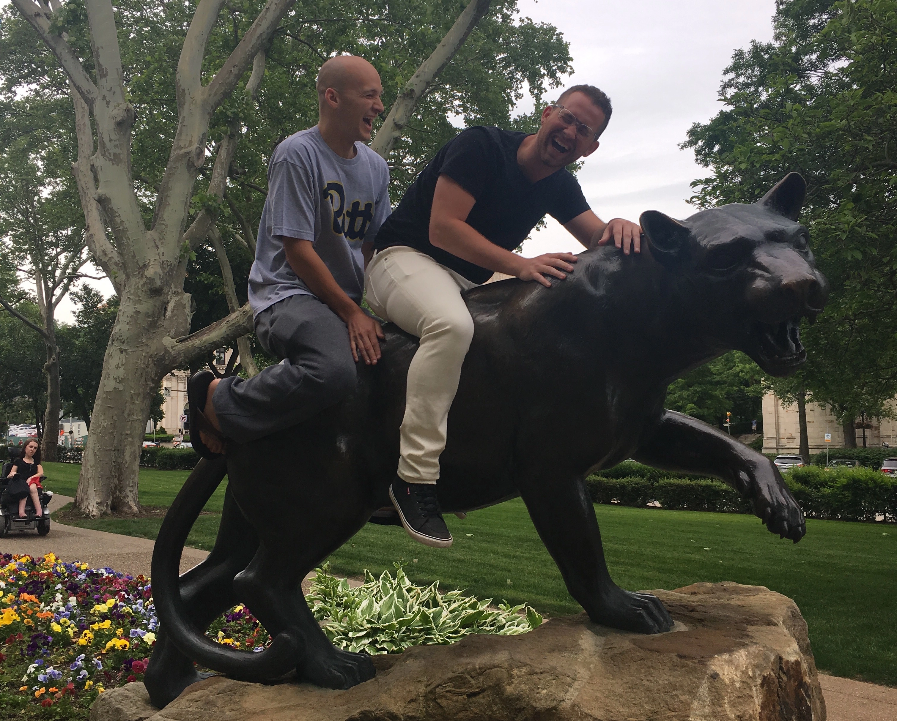 Roopmate and I in Pittsburgh on the Pitt panther.